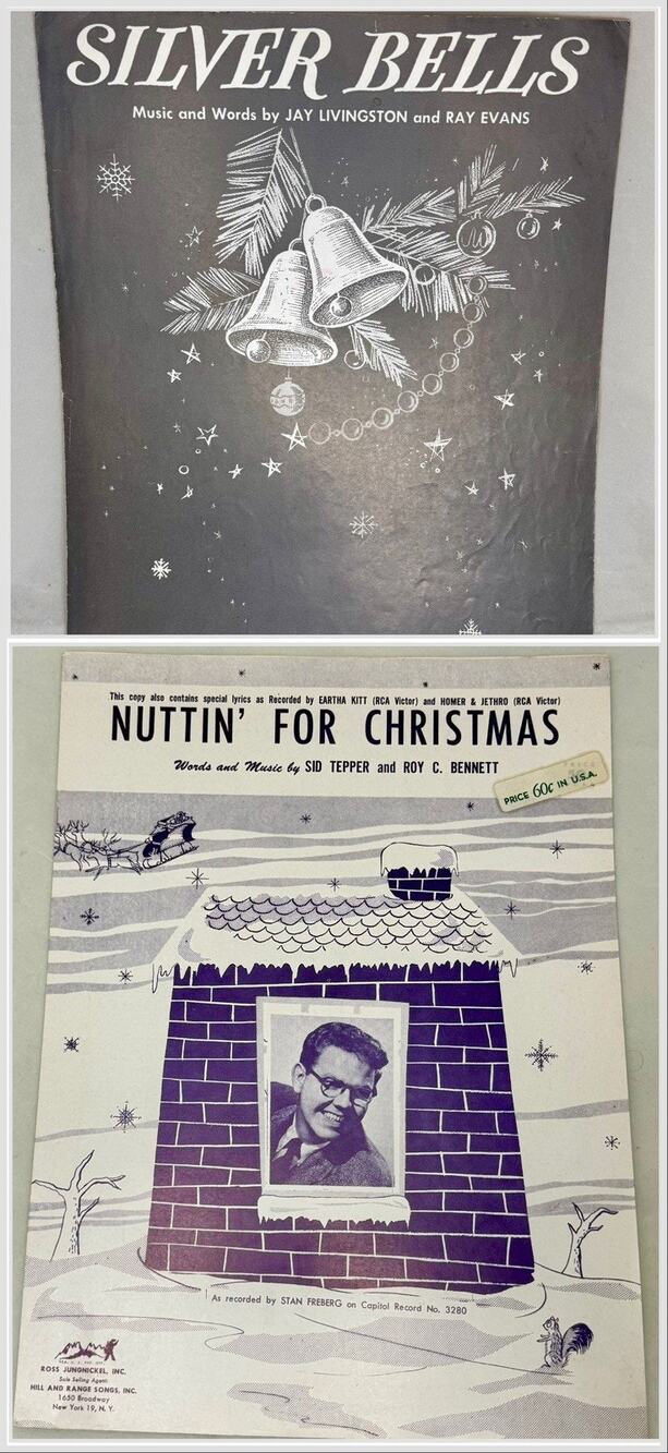 Mixed Lot/2 1950 "Silver Bells" & "Nuttin' For Christmas" Holiday Sheet Music